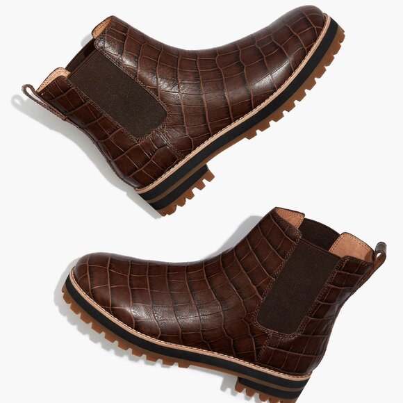 Madewell The Ivy Chelsea Boot in Croc Embossed Leather - Picture 1 of 8